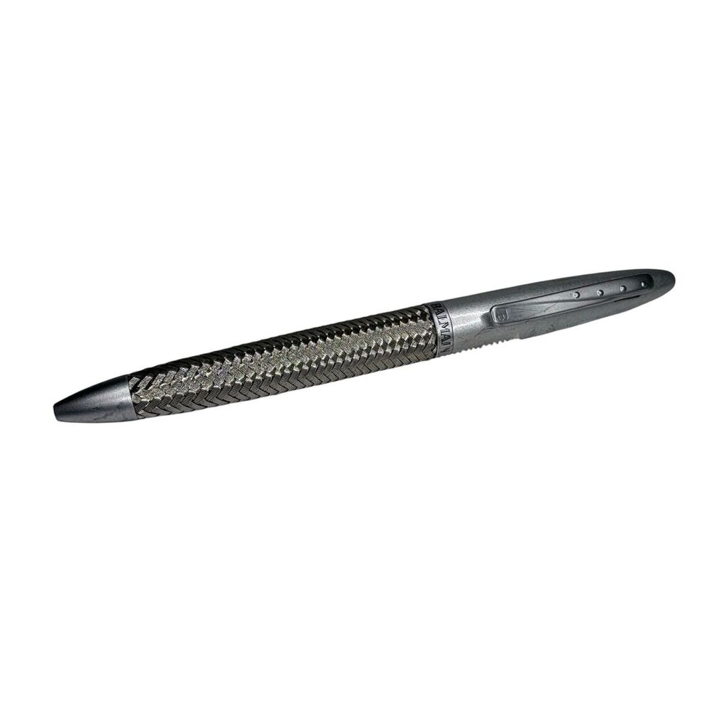 BALMAIN PARIS Ballpoint Twist Pen Silver Braided Mesh Design